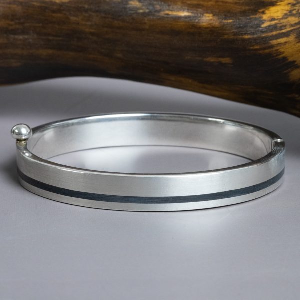 Ebony Wood Bracelet with Sterling Silver
